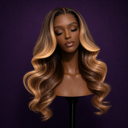 Glueless Honey Blonde Highlighted Frontal