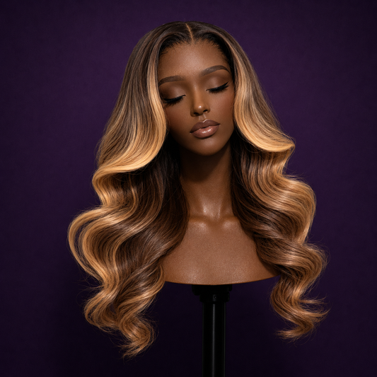 Glueless Honey Blonde Highlighted Closure