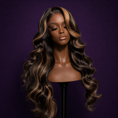 Glueless Chocolate Highlighted Closure