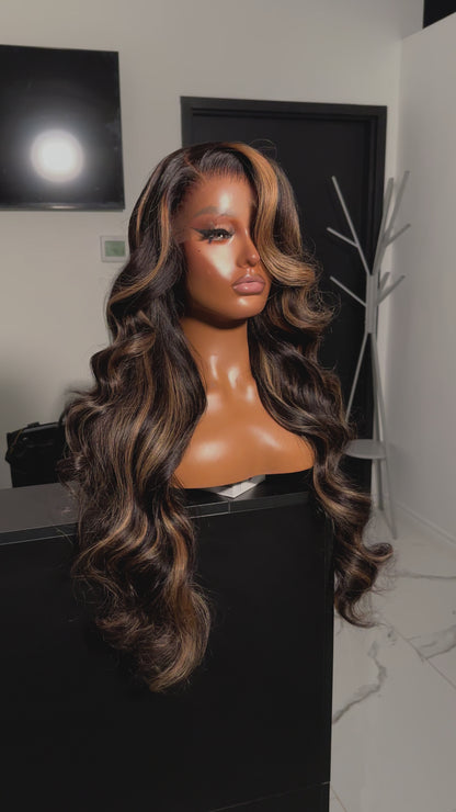 Glueless Chocolate Highlighted Closure